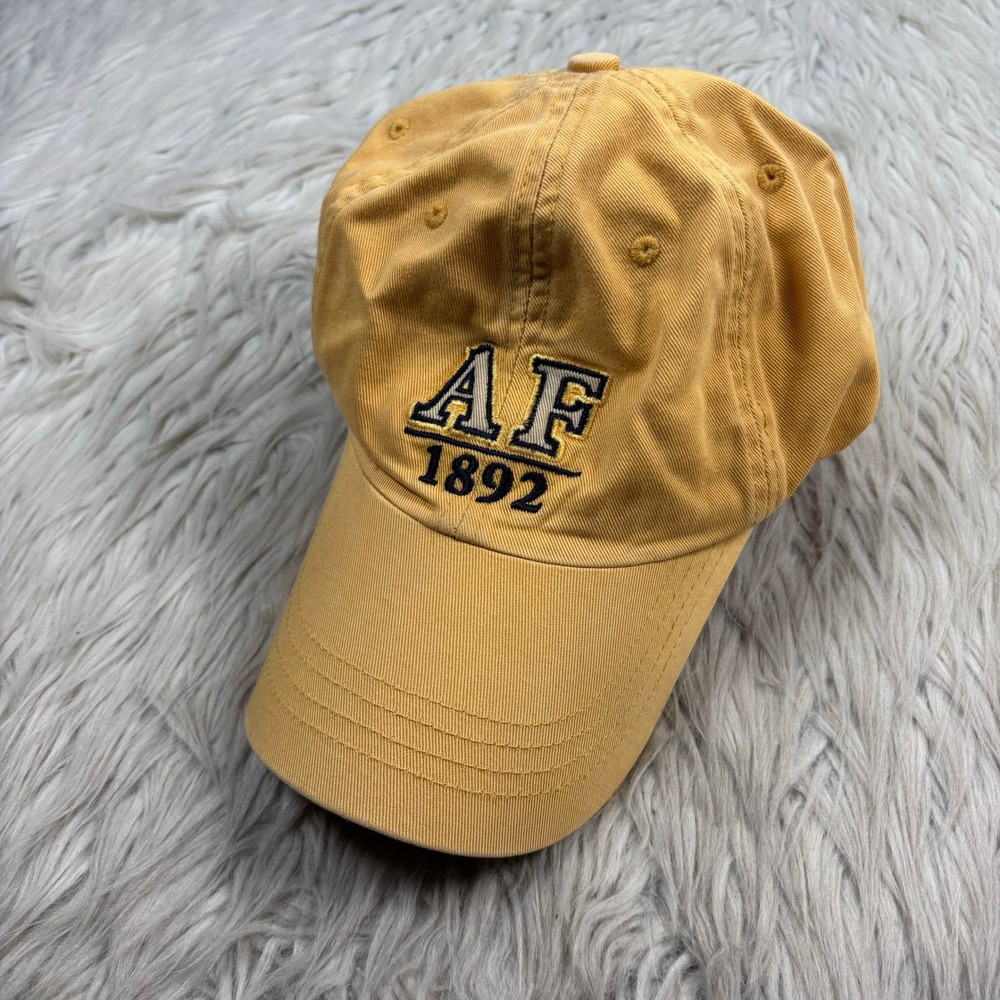 Vintage Y2K Abercrombie & Fitch Men's OS Yellow Embroidered Baseball Hat Preppy